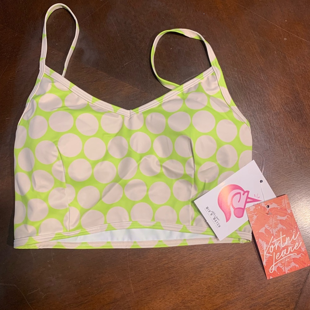 Kortni Jeane V’d Crop Top #1734 - Lime Dots